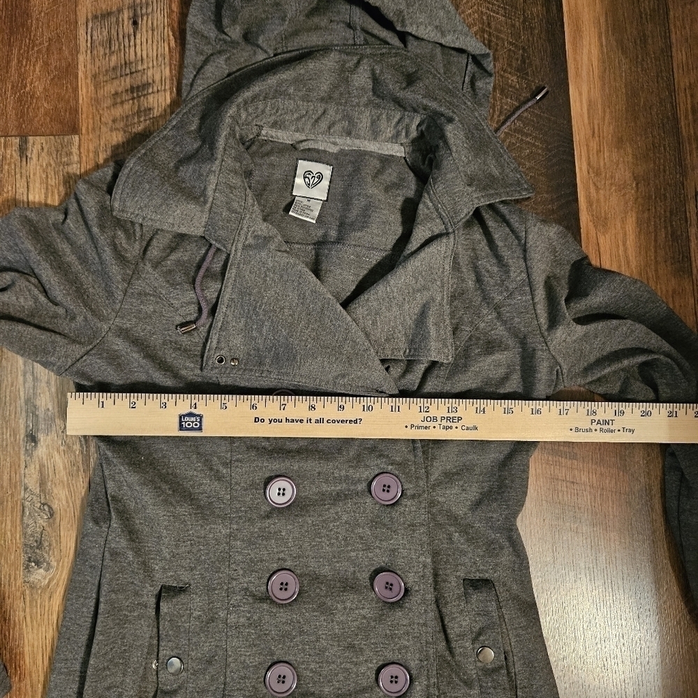 579 Gray Double Breasted Hooded Jacket Size M - Picture 13 of 13